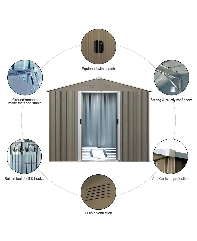 8ft x 6ft Outdoor Metal Storage Shed with Window Grey(W540S00016)