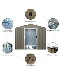 8ft x 6ft Outdoor Metal Storage Shed with Window Grey(W540S00016)