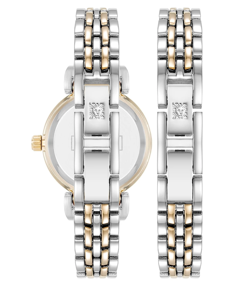 Anne Klein Women's Quartz Roman Numeral Two-Tone Alloy Metal Bracelet Watch Set, 24mm