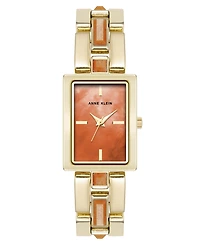 Anne Klein Women's Quartz Red Aventurine Gemstone Accented Gold-Tone Alloy Metal Bracelet Watch, 21mm