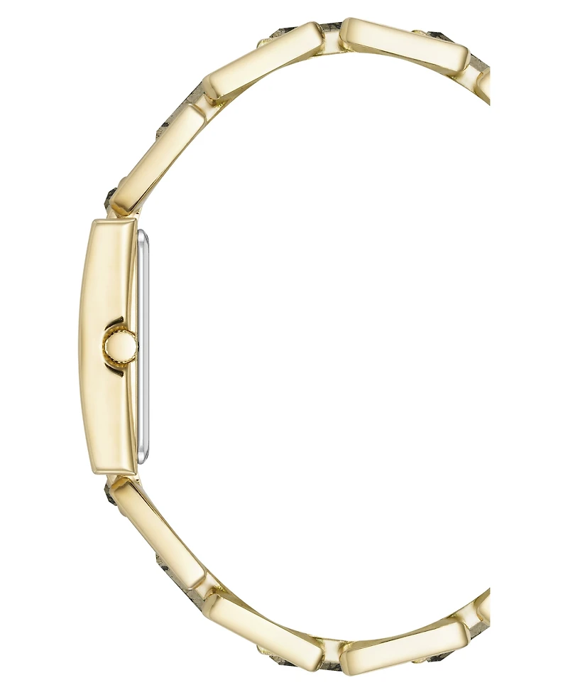 Anne Klein Women's Quartz Pyrite Gemstone Accented Gold-Tone Alloy Metal Bracelet Watch, 21mm