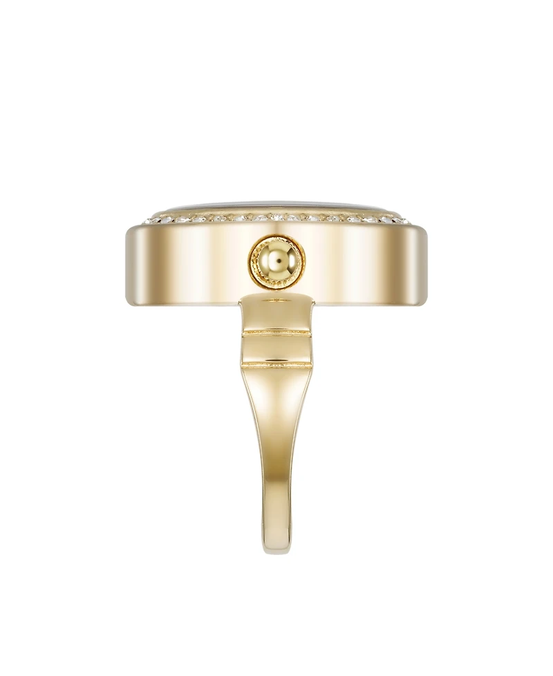 Anne Klein Women's Quartz White Mother of Pearl and Gold-Tone Alloy Metal Ring Watch, 17mm