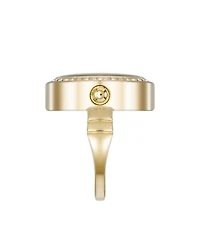 Anne Klein Women's Quartz White Mother of Pearl and Gold-Tone Alloy Metal Ring Watch, 17mm