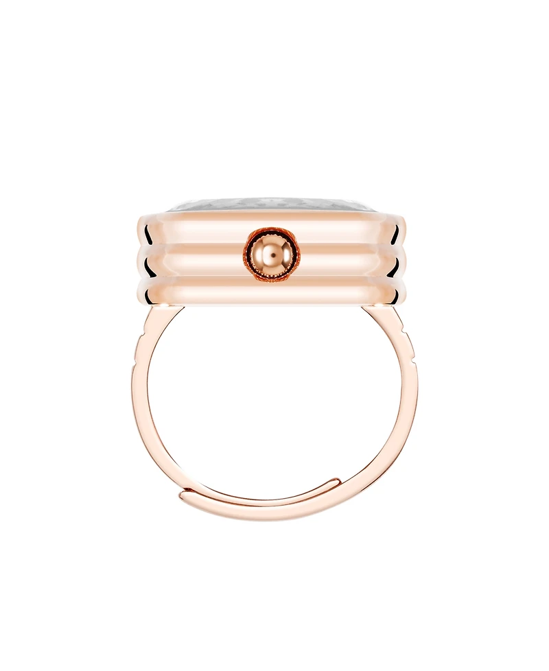 Anne Klein Women's Quartz Faceted Crystal Rose Gold-Tone Alloy Metal Ring Watch, 20mm