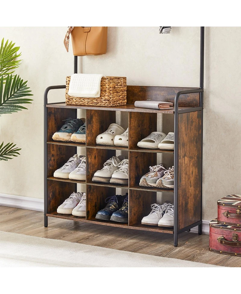 Hall Tree Coat Rack with 7 Hooks and Storage