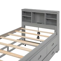 Streamdale Twin Bed with Storage Headboard, Trundle and Drawers