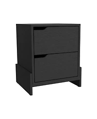 Simplie Fun Nightstand Brookland, Bedside Table With Double Drawers And Sturdy Base, Wengue Finish