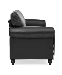 Simplie Fun Elegant 3-Seater Sofa with Silver Nailhead Accents