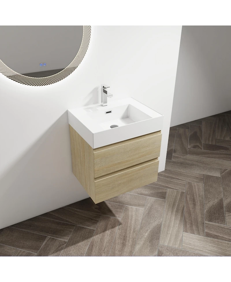 Streamdale 24" Wood Grain Vanity w/ Resin Sink & Soft-Close Drawers