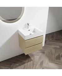 Streamdale 24" Wood Grain Vanity w/ Resin Sink & Soft-Close Drawers