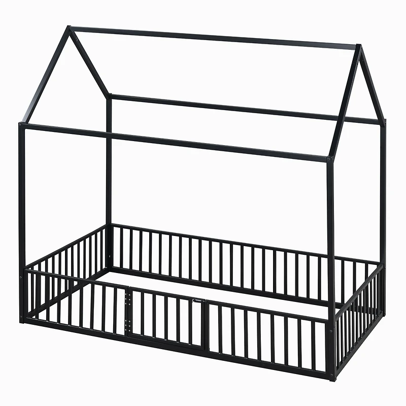 Streamdale Twin Metal House Bed With Fence And Door