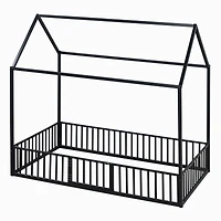 Streamdale Twin Metal House Bed With Fence And Door