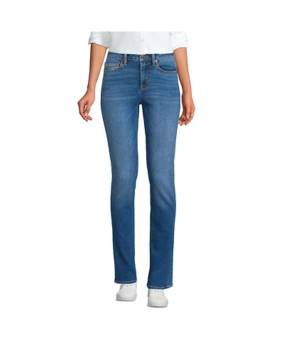 Lands' End Women's Tall Recover Mid Rise Straight Leg Blue Jeans