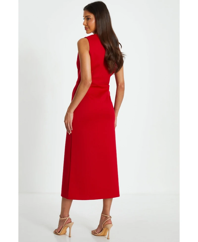 Quiz Women's Scuba Crepe Wrap Frill Midi Dress