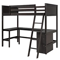 Streamdale Twin Loft Bed With Shelves And Desk, Wooden Desk