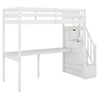 Streamdale Twin Size Loft Bed With Storage Staircase And Built-In Desk