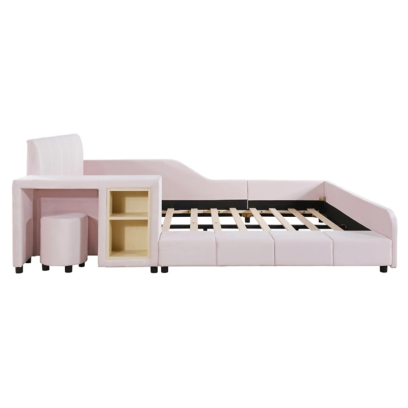 Velvet Upholstered Grounded Bed Set
