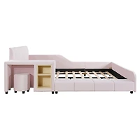Velvet Upholstered Grounded Bed Set