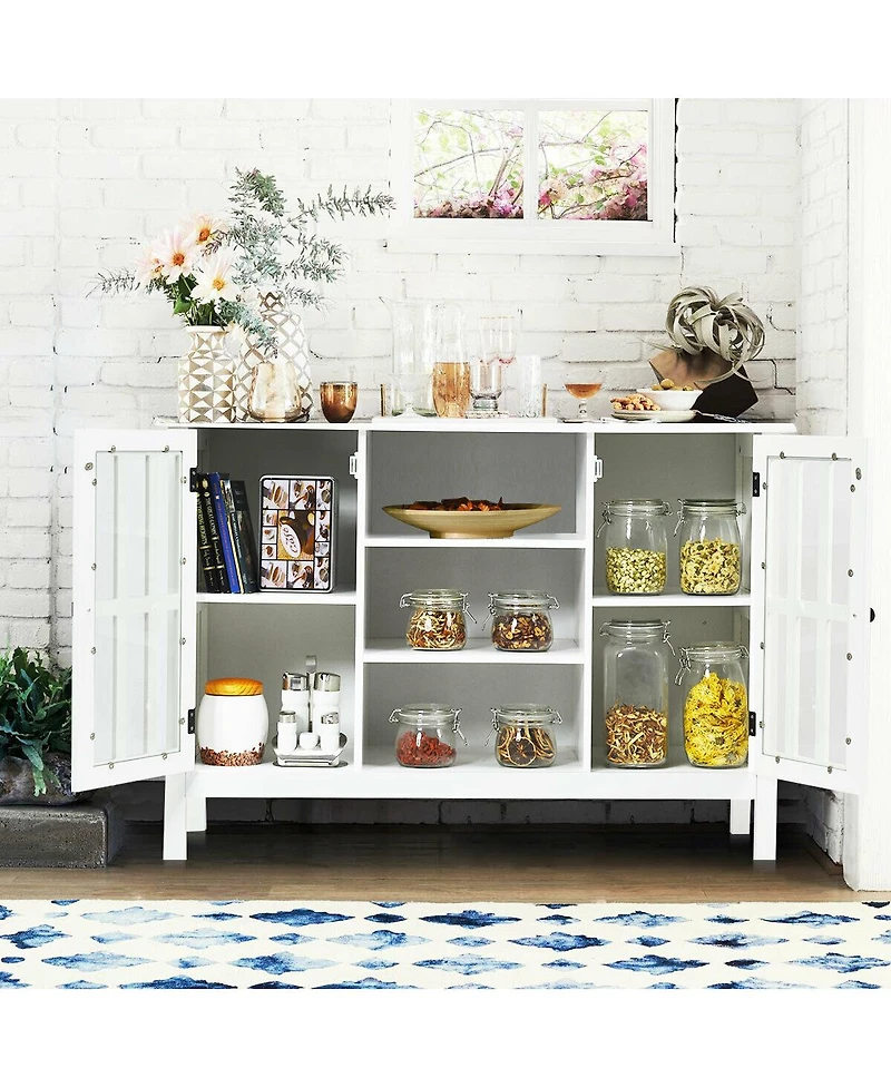 Gymax Wood Tv Stand Entertainment Media Center Console for Tv up to 50'' White