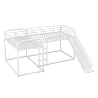 Streamdale Full And Twin L-Shaped Bunk Bed With Slide Short Ladder