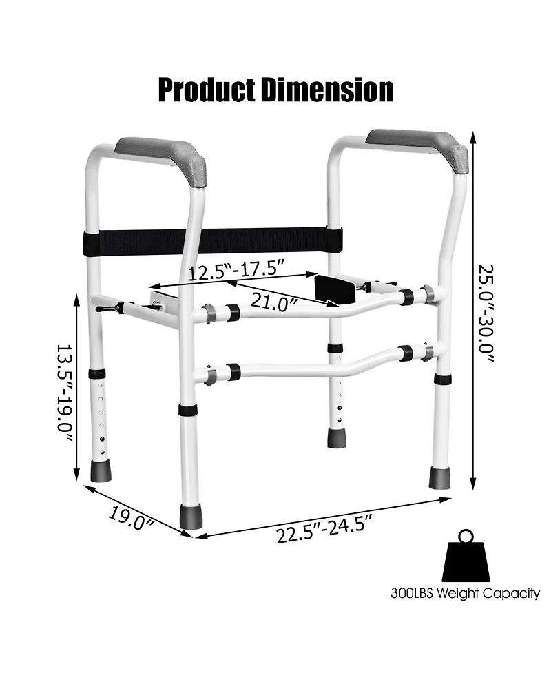 Givimo Steel Safety Toilet Rail with Created Fixable Clamp