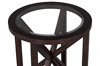 Simplie Fun Modern Tempered Glass Coffee Table with Wood Base