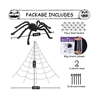 Cowin Giant Halloween Spider Decorations Set 60in with Web 20 Small Spiders Cotton Wool