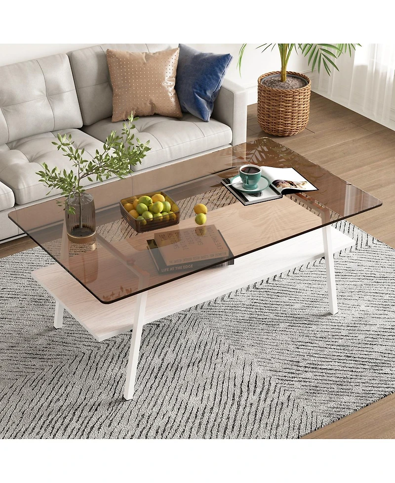 Streamdale Modern Brown Glass Coffee Table