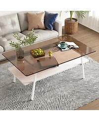 Streamdale Modern Brown Glass Coffee Table