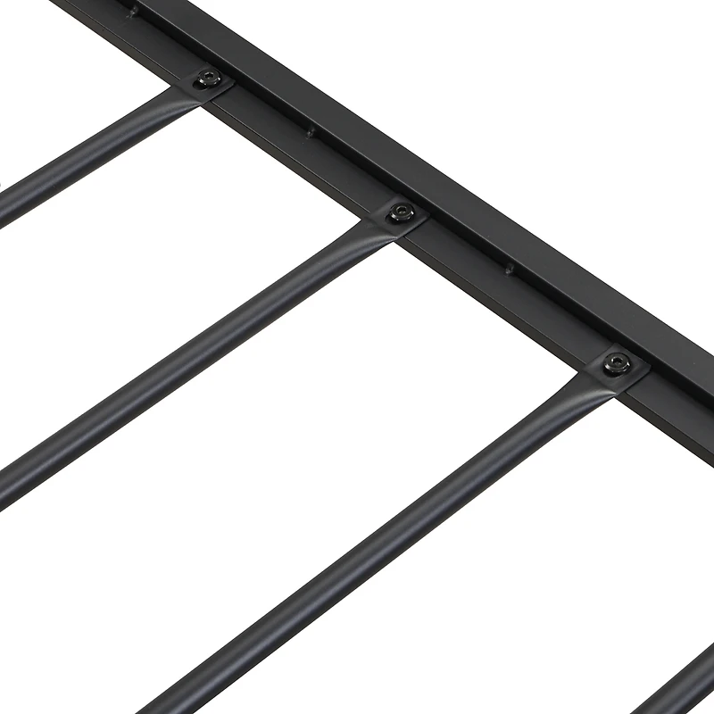 Simplie Fun Queen Metal Platform Bed w/ Upholstered Headboard & Storage