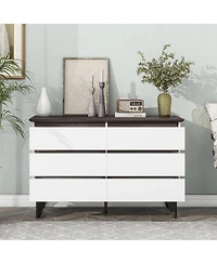 Streamdale Furniture White 6-Drawer Double Dresser 47.2" W X 15.74" D X 30.7"H