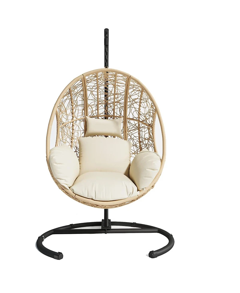 Streamdale New Comming Outdoor Indoor Pe Wicker Swing Egg Chair Natural Color