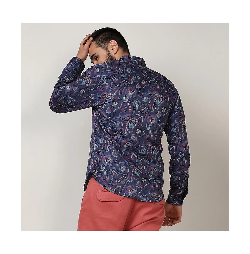 Campus Sutra Men's Navy Blue Paisley Shirt