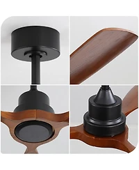 Streamdale 48" Matte Black Ceiling Fan with Remote Control, No Light