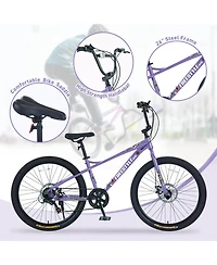 Streamdale Freestyle Mtb Bike, 26", Purple, 7-Speed Shimano, Double Disc