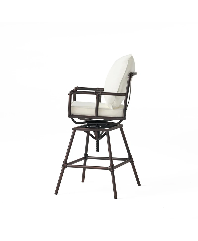 Streamdale Northrup Pipe Outdoor Swivel Barstool with Water-Resistant Cushions