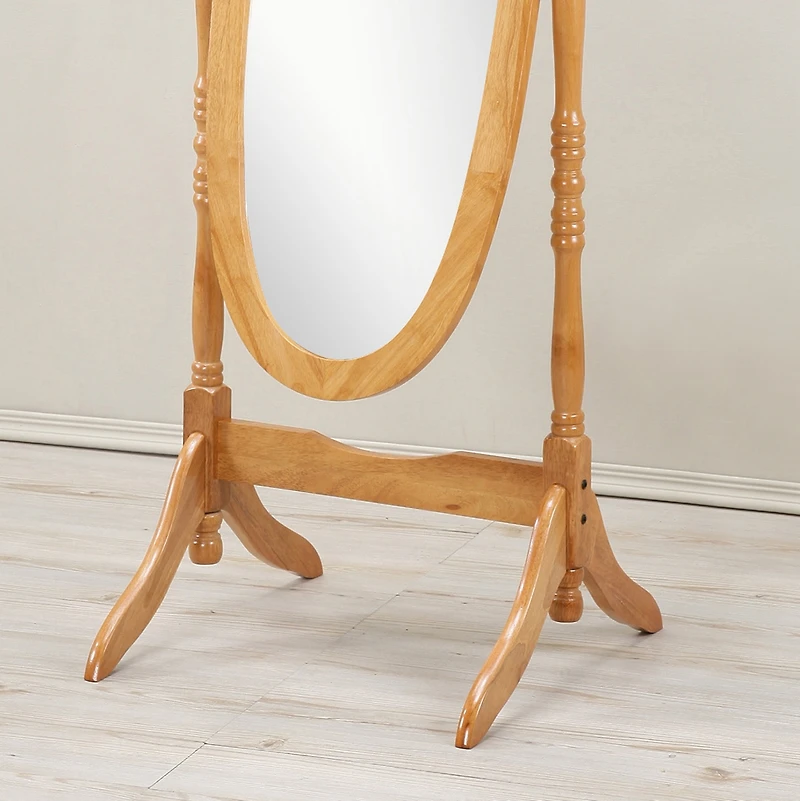 Streamdale Traditional Queen Anna Style Wood Floor Cheval Mirror, Oak Finish