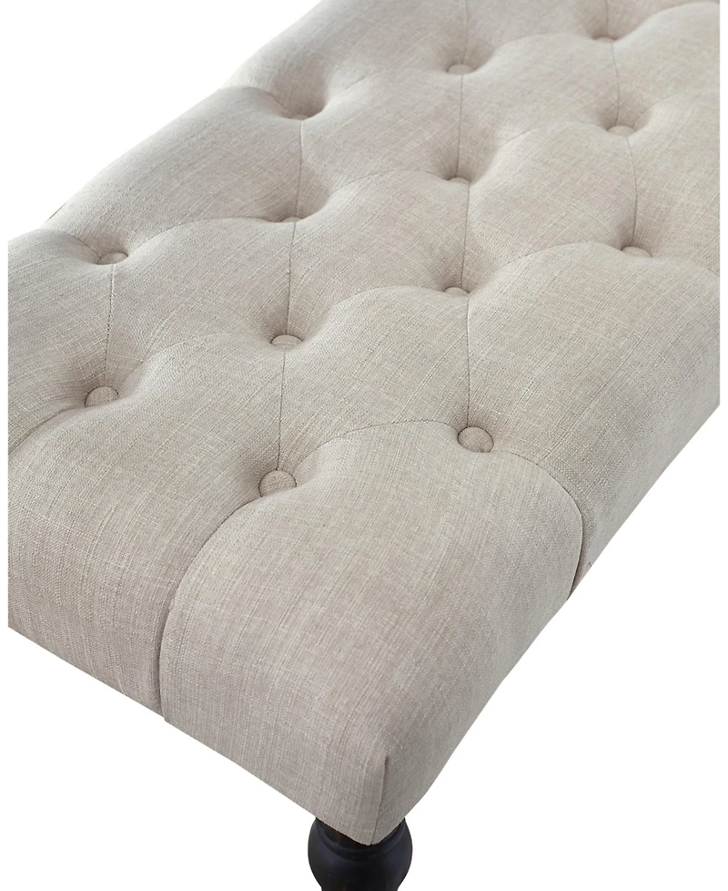 Streamdale Furniture Fabric Tufted Turned Leg Dining Bench, Tan