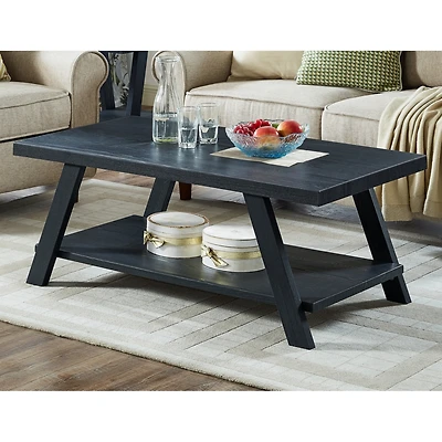 Streamdale Furniture Replicated Wood Shelf Coffee Table in Black Finish