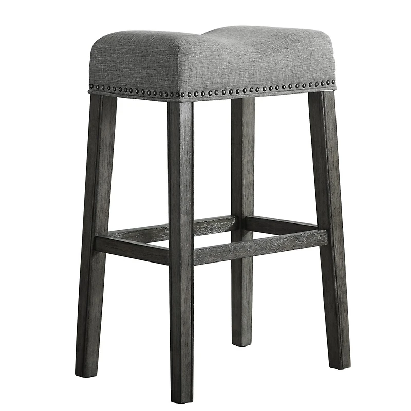 Simplie Fun Upholstered Backless Saddle Seat Bar Stools 29" height Set of 2, Gray