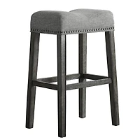 Simplie Fun Upholstered Backless Saddle Seat Bar Stools 29" height Set of 2, Gray