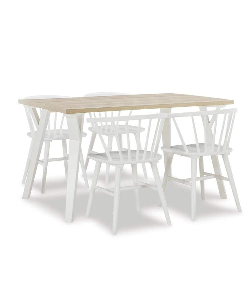 Streamdale Alwynn 5-Piece Dining Set Stylish Table & Windsor Chairs