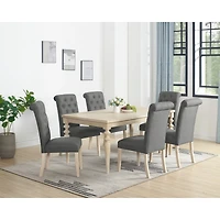 Streamdale Furniture 7-piece Dining Set, Turned-Leg Dining Table with 6 Tufted Chairs
