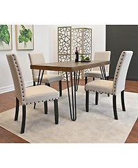 Streamdale Amisos 6-Piece Dining Set Hairpin Table, 4 Chairs, Bench (Tan)