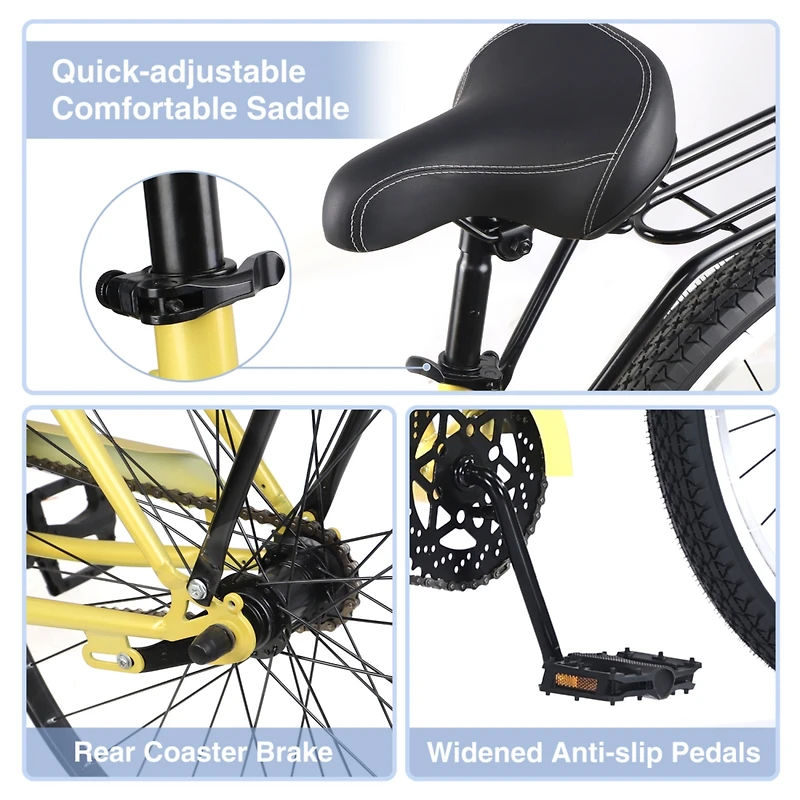 Streamdale 17-inch Single-Speed Cruiser Bike with Classic Comfort Features