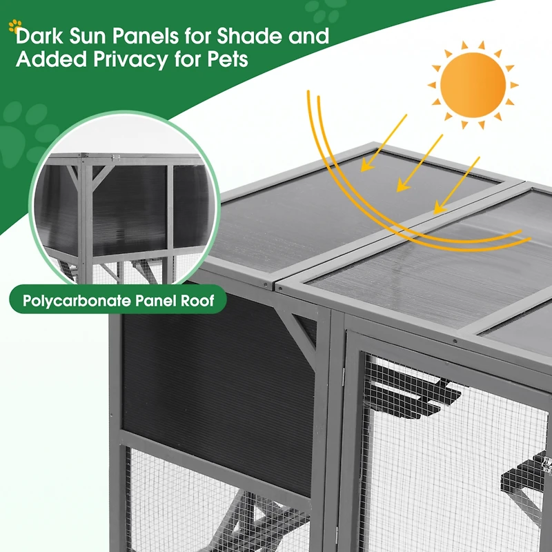 Streamdale Furniture Spacious Cat Enclosure with Uv Roof and Multiple Platforms