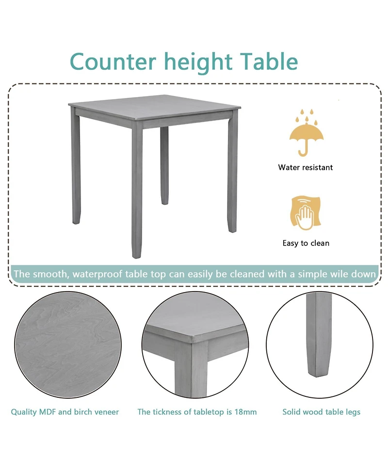 Elegant Solid Wood Counter Height Dining Table with Spacious Surface, Table Only