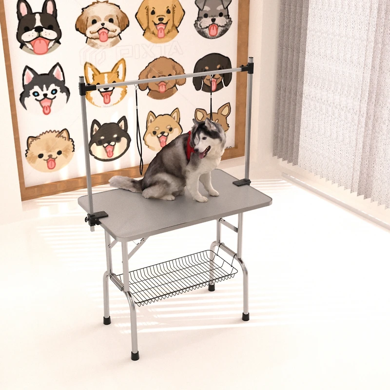 Streamdale Sturdy Foldable Pet Grooming Table with Storage