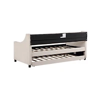 Streamdale Furniture Full Size Wood Daybed with Hideaway Trundle for Kids/Guest Room