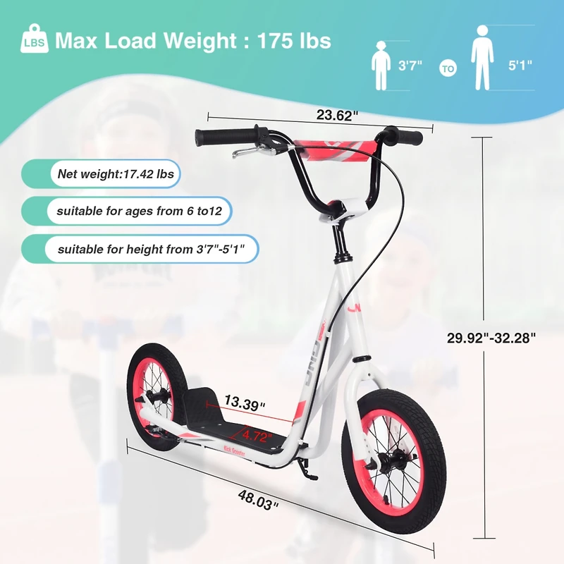 Streamdale Premium Kick Scooter, Adjustable, 12" Wheels